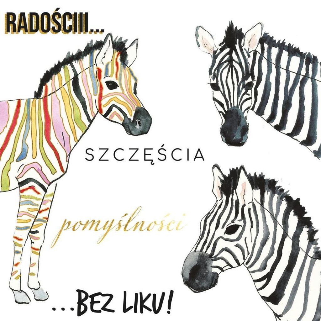 Kartenheft KW-Karte Zebra-Design 15 x 15 cm mit Vergoldung und farbigem Umschlag