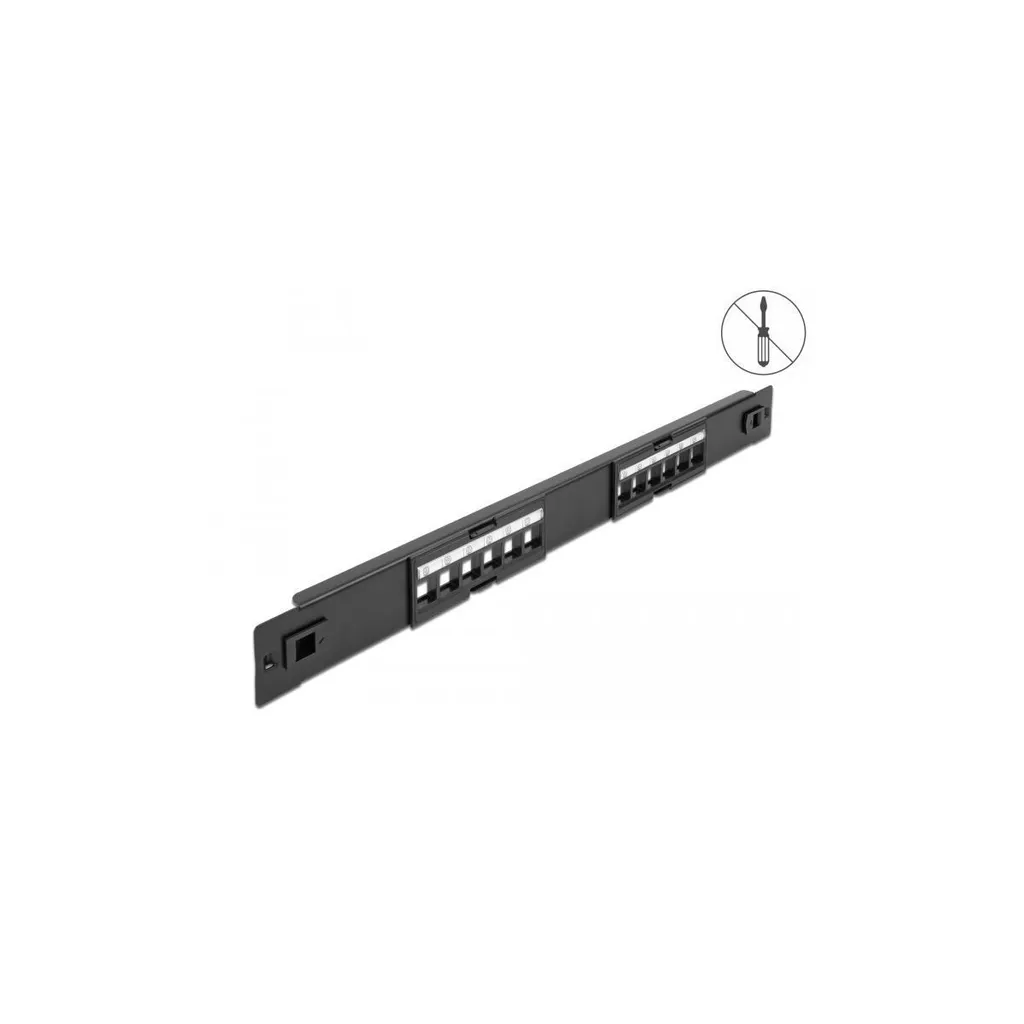 Delock 19" Keystone Patchpanel 12 Port Werkzeugfrei - Pannello 1U Nero