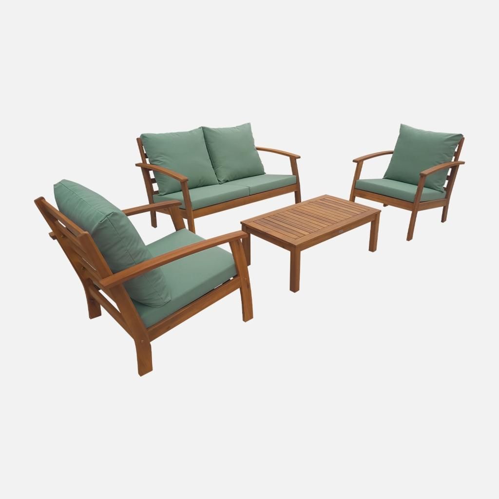 sweeek - Gartenlounge-Set für 4 Personen - Holzfarben Produktbild 
