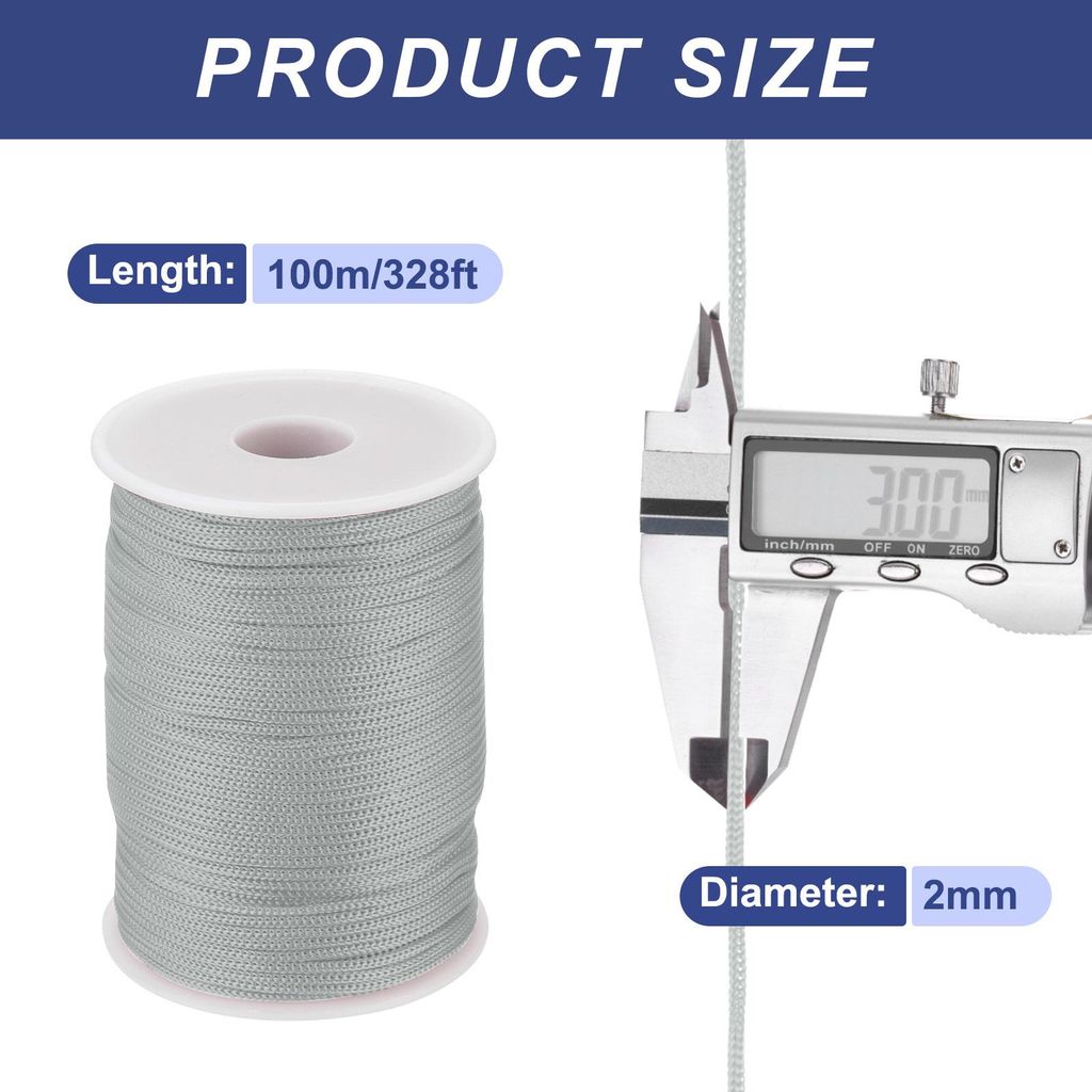 Polypropylen-Seil 2mm Polypropylenseil 10Om PP Flechtleine Textilseil Leine Nylonschnur Schnur Rei?feste Rope Kunststoffseil fš¹r W?scheleine Cam...