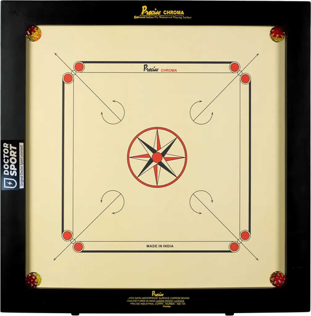 Plateau Carrom 82x82 cm surface satinée 6mm avec kit de jeu complet