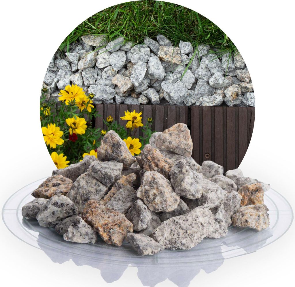 Schicker Mineral-Granit Ziersplitt gelb-grau 25 kg-16-32mm