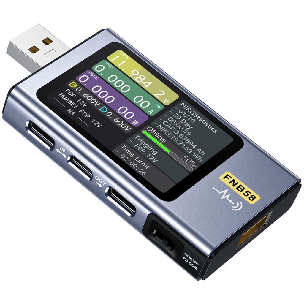 FNIRSI FNB58 Bluetooth USB Batterie- und Kabeltester mit Produktbild 
