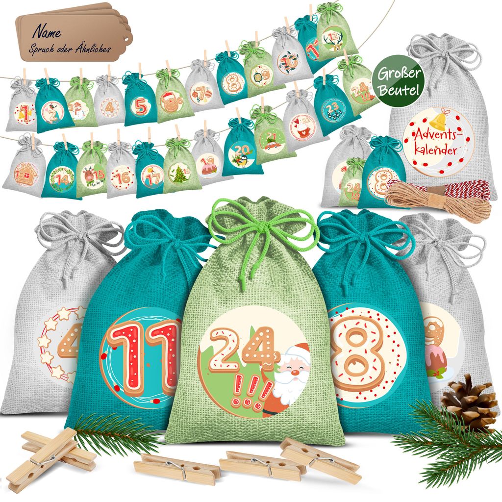Calendario dell'Avvento KESSER® da riempire: 24 sacchetti Immagine del prodotto 