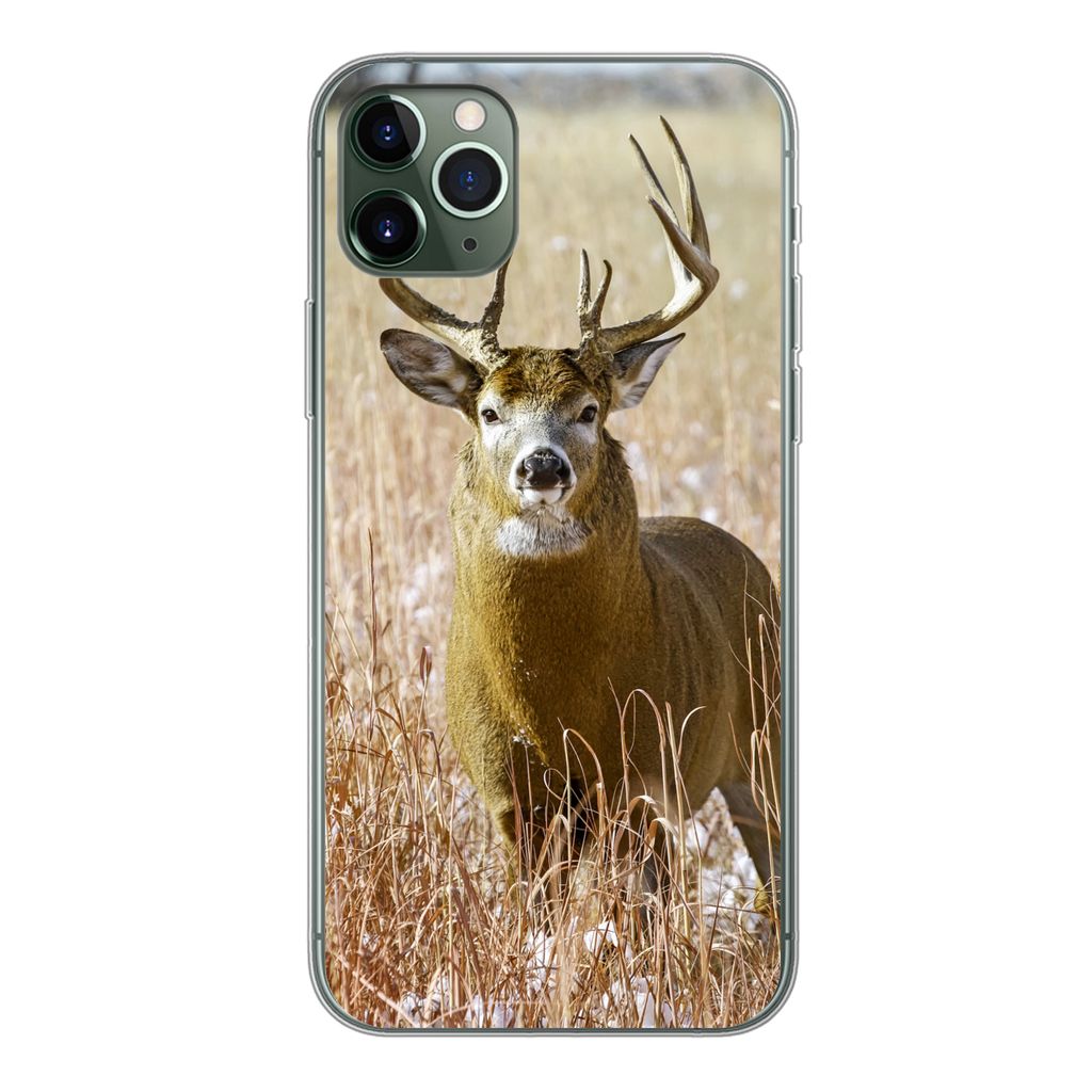 MuchoWow Handyhülle Schutzhülle Hülle für iPhone 11 Pro Max Hirsche - Gras - Herbst - Tiere - Natur - Geweih Silikon Softcase Handy Hülle - ...