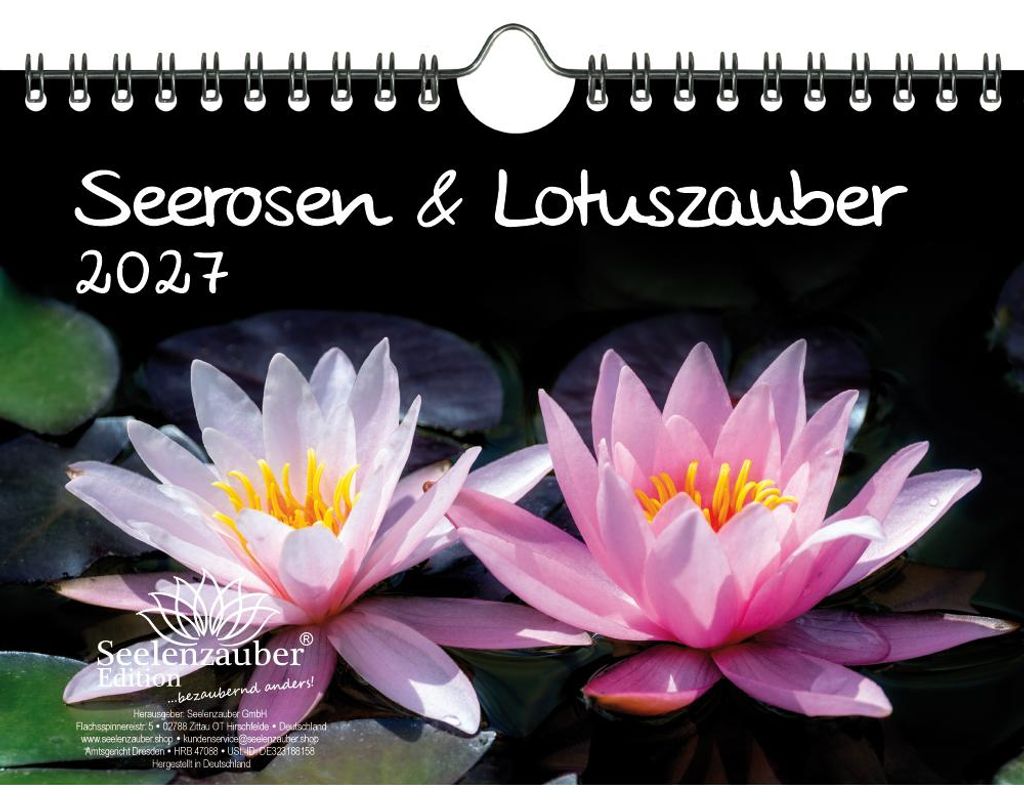 Seerosen und Lotuszauber DIN A5 Kalender für 2027 Blumen und Blüten - Seelenzauber