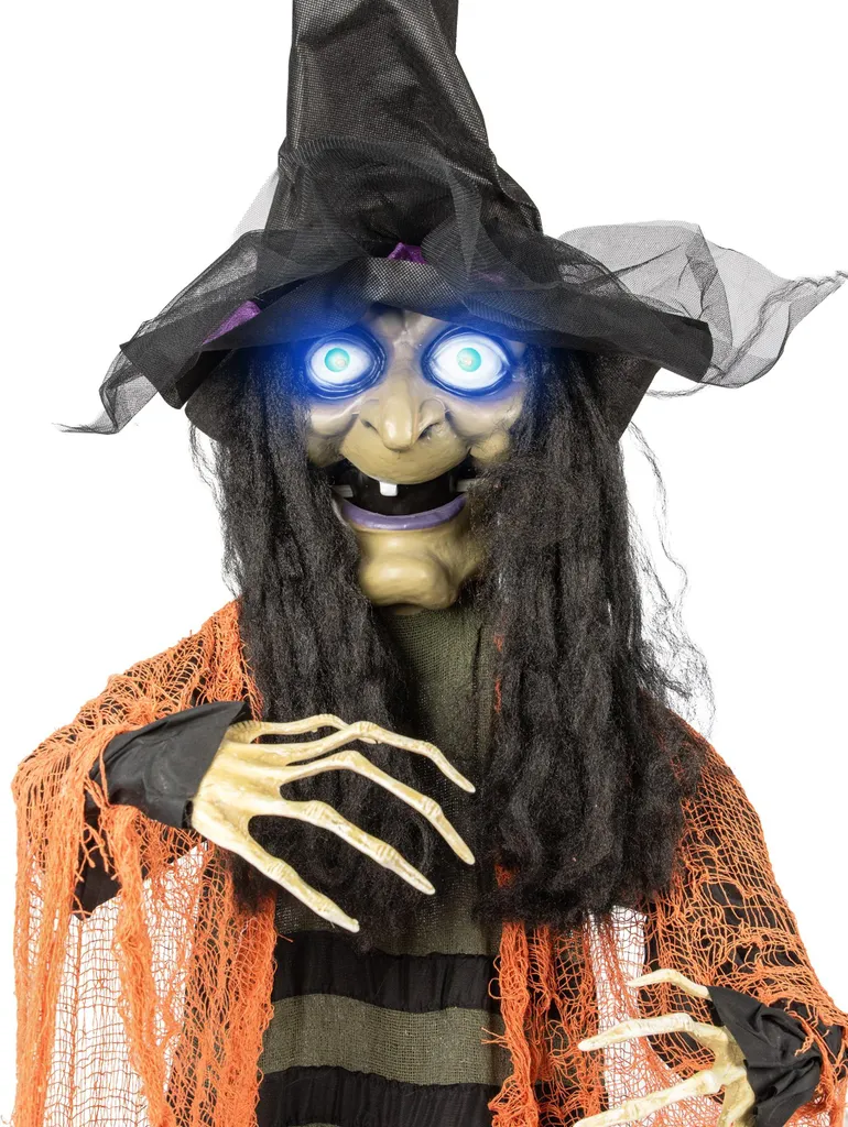 Sorcière Animée 183cm Halloween : Yeux Lumineux et Cris Terrifiants - 5