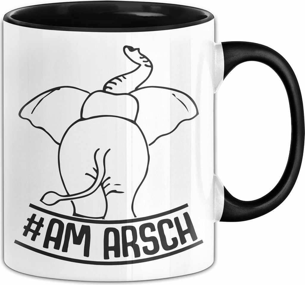 Elefant Tasse Geschenk Am Ars*** Geschenkidee Büro Elefanten-Liebhaber Geschenkidee (Schwarz)