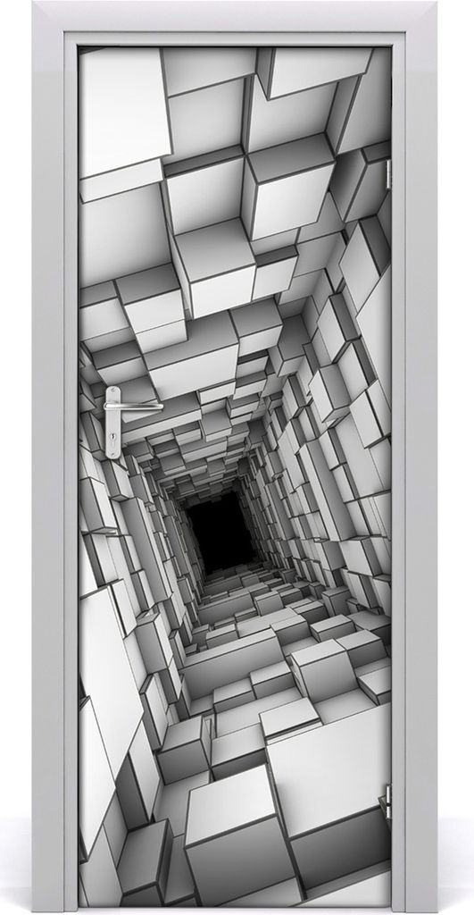 Tulup Türaufkleber 75x205 cm Dekorative Aufkleber Selbstklebend Wasserdichte Tapete Abnehmbar Schlafzimmer Wohnzimmer Wohnkultur - Tunnel Würfel