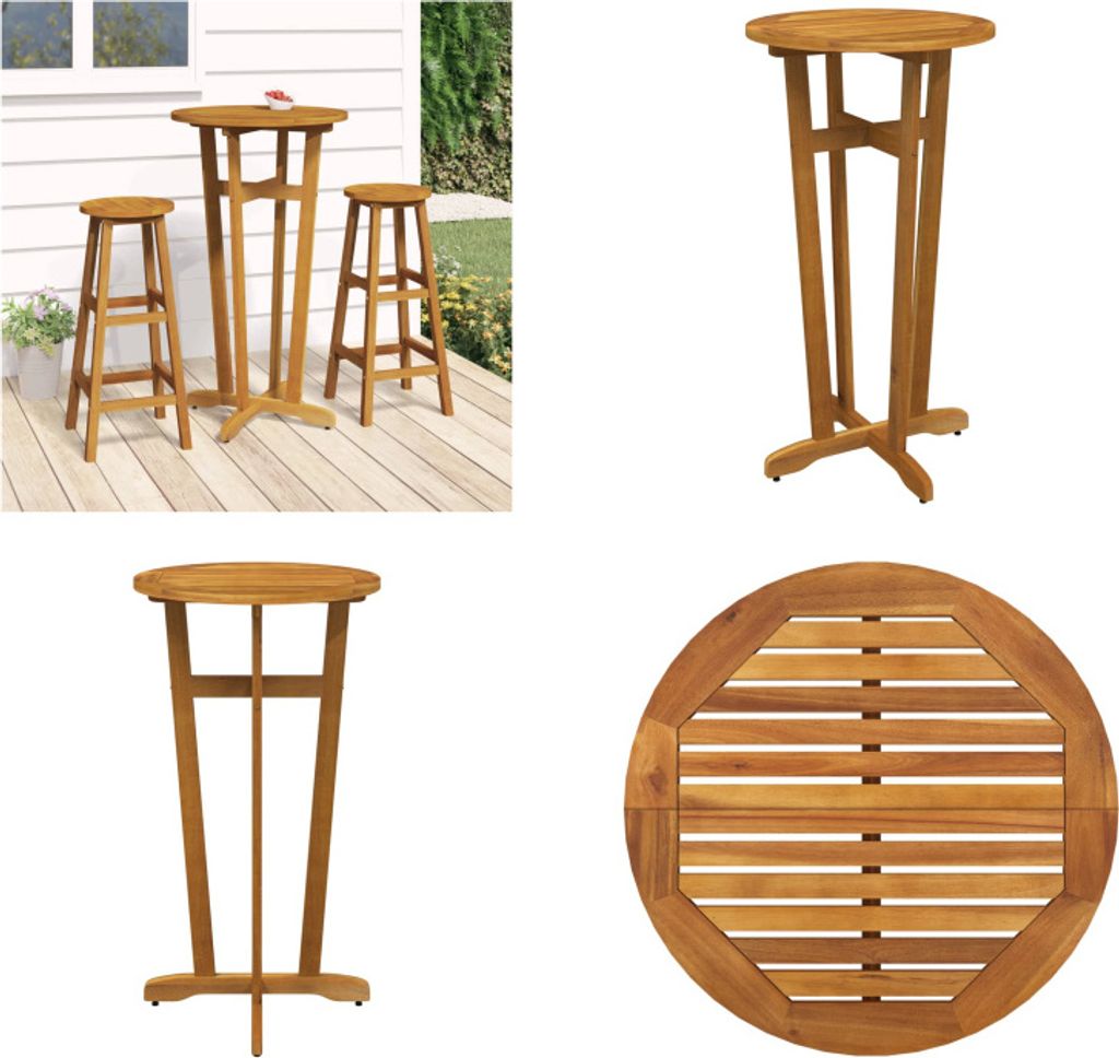vidaXL Garten Bartisch Ø60x105 cm Massivholz Akazie - Garten-Bartisch - Garten-Bartische - Garten-Stehtisch - Gartenmöbel