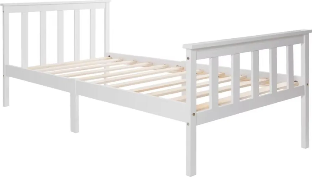 Lit Simple 90x200 cm Blanc en Bois pour Chambre d'Enfant - Modèle Bolt