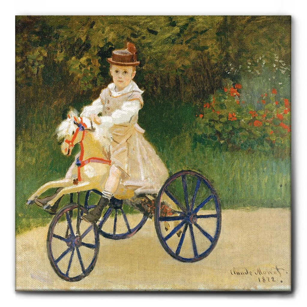 Giallobus - Jean Monet mit seinem Holzpferd - Claude Monet - 50L x 50B cm - Bild - Leinwand mit Standardrahmen