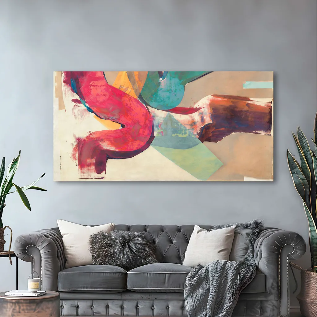 Quadro su tela astratto - Haru Ikeda, Sono così ottimista - 70x35 cm - 2