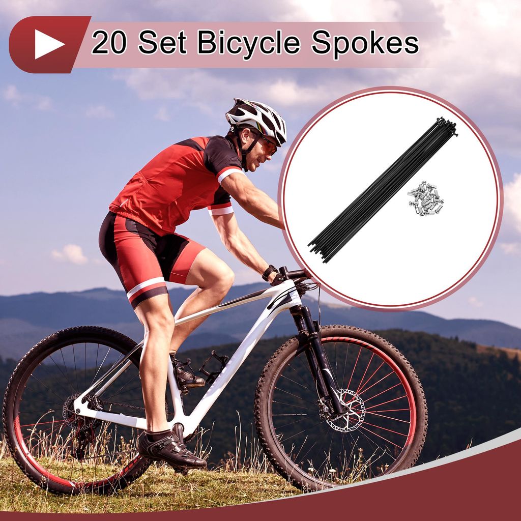 20 Satz 12G Fahrradspeichen 255mm Fahrradspeichen Kohlenstoffstahl Schwarz