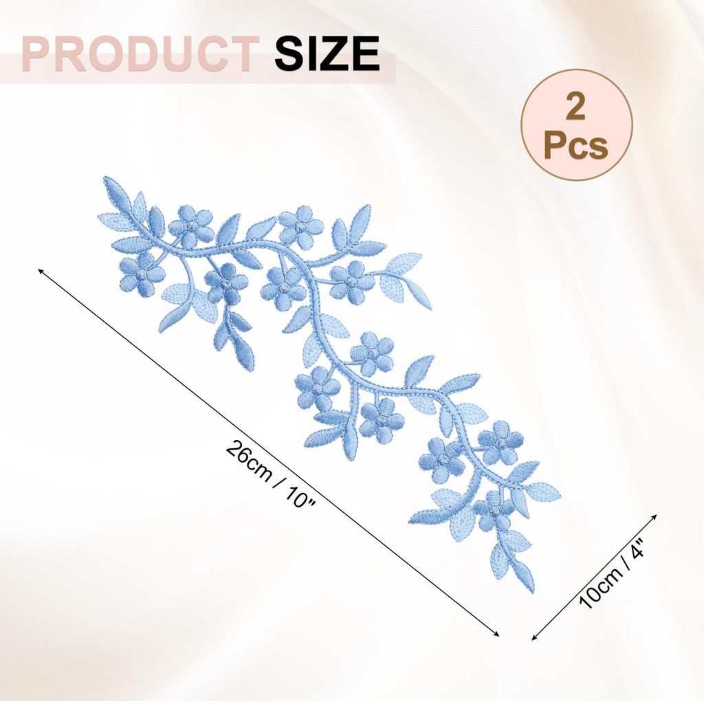 2 Stš¹ck Lange Patch Blumenranke mit Blatt, 10" x 4" Aufbš¹geln Pflaumen Patches Polyester Bestickte Applikation fš¹r Vorhang Kissen Kleidung...