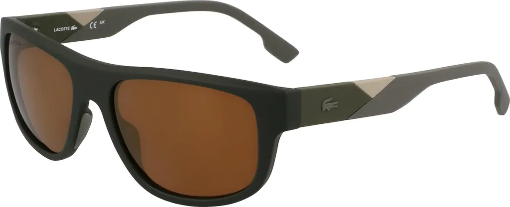 Lunettes de Soleil Homme Lacoste L6042S Kaki Mat avec Verres Miroirs Or
