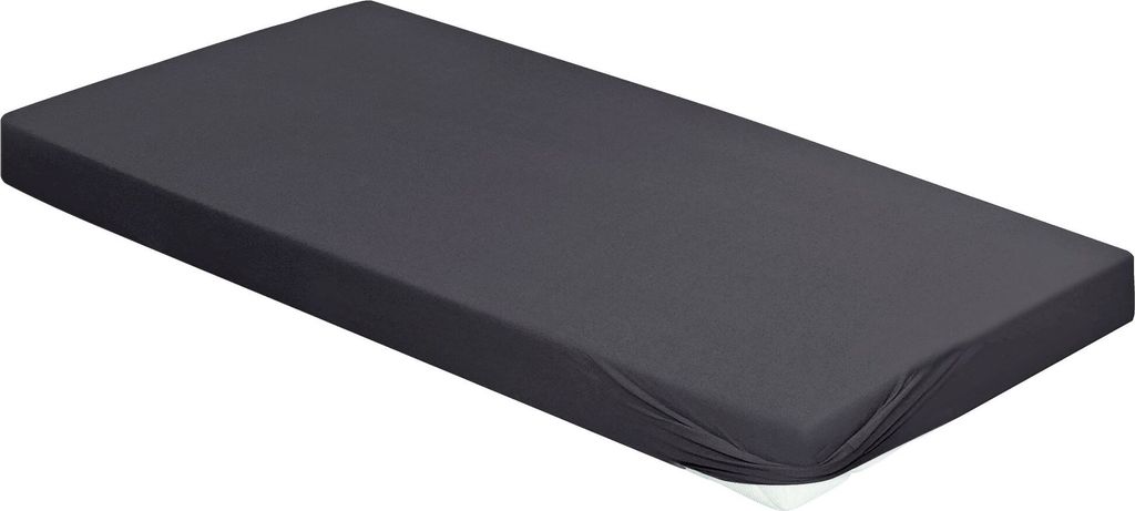 JACK Spannbettlaken Rundgummi Mako Satin 100x200 / 140x200 / 180x200 cm einfarbig Spannbetttuch versch. Farben, Farbe:Anthrazit, Größe:140x200cm ...