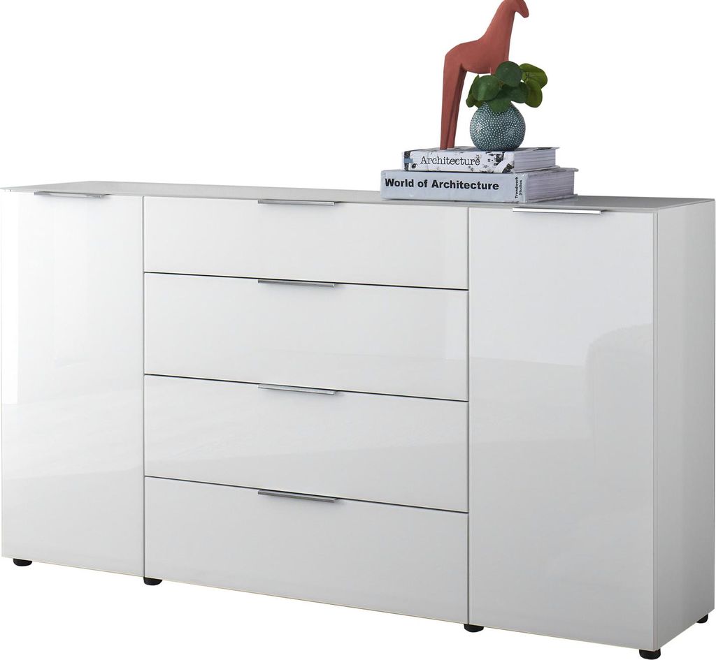 Sideboard Anrichte 180 cm weiß Glasfront - SANTORIN - Die Produktbild 