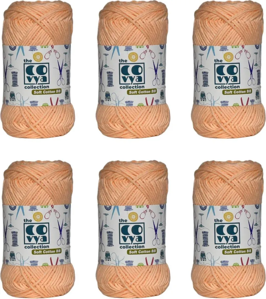 Coton à tricoter 8 ply couleur pêche lot de 6 pelotes pour DIY créatif