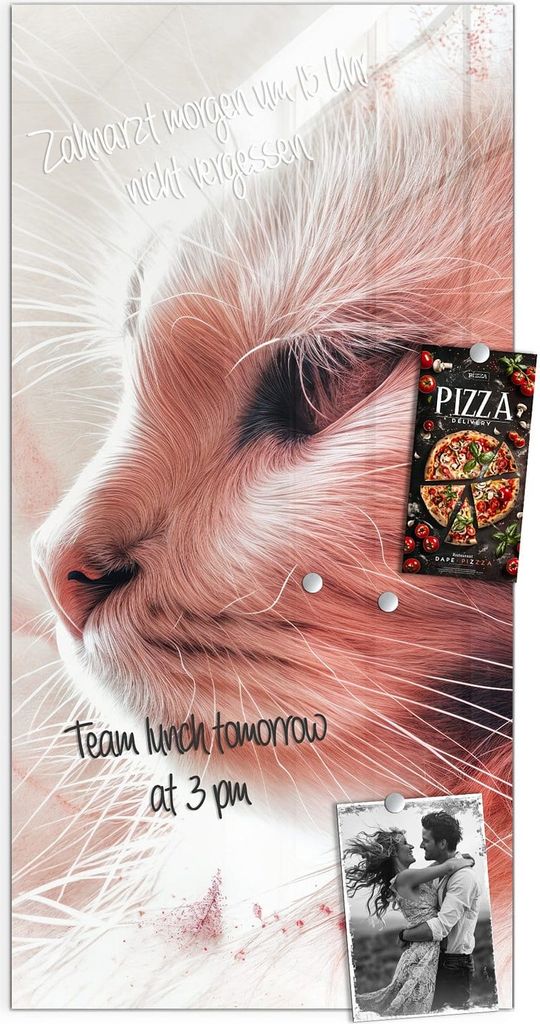 Magnettafel 50x100cm Pinnwand Whiteboard beschreibbar - Katze Profil Rouge