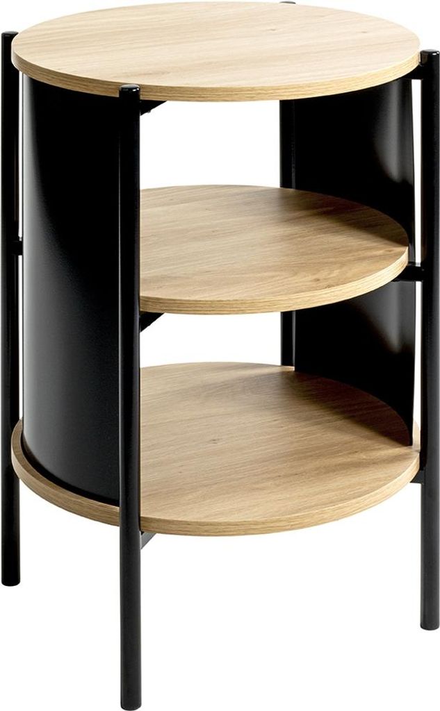 Beistelltisch >59536< in Eiche Nachbildung, schwarz - 60x44cm (HxD)