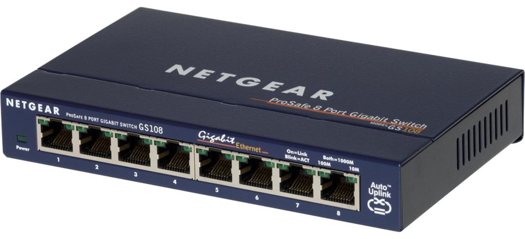 Netgear GS108GE ProSafe Gigabit Desktop Switch 8 Port Produktbild 