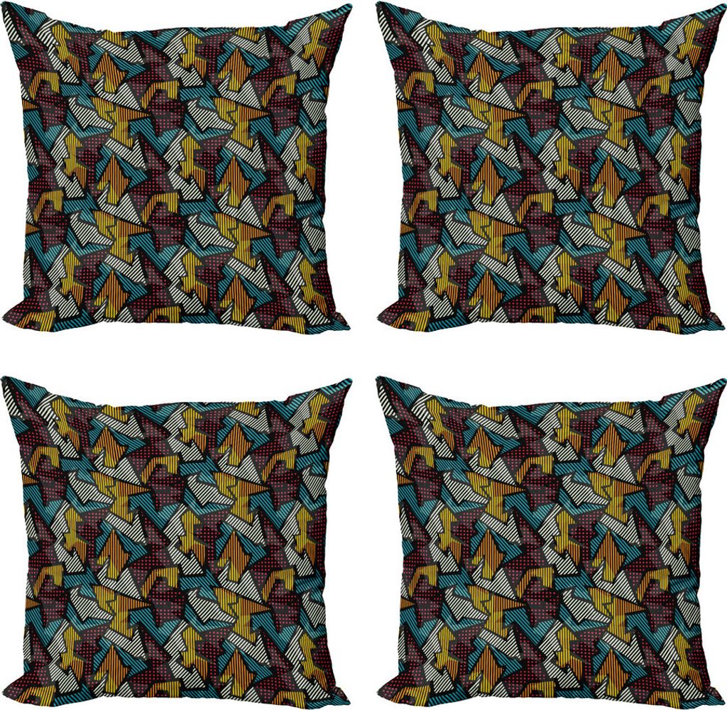 ABAKUHAUS Geometrisch Kissenbezug Set (4 Stück), Abstrakt Urban Design, Moderner Doppelseitiger Digitaldruck, 60 cm x 60 cm, Mehrfarbig