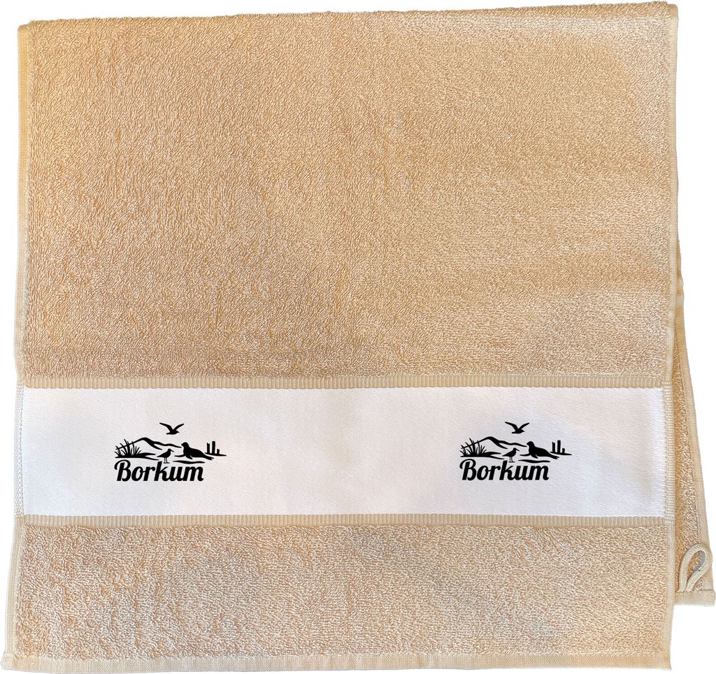 Huuraa Handtuch Borkum Strandmotiv 50x100cm Sand Baumwolle Handtuch Geschenkidee
