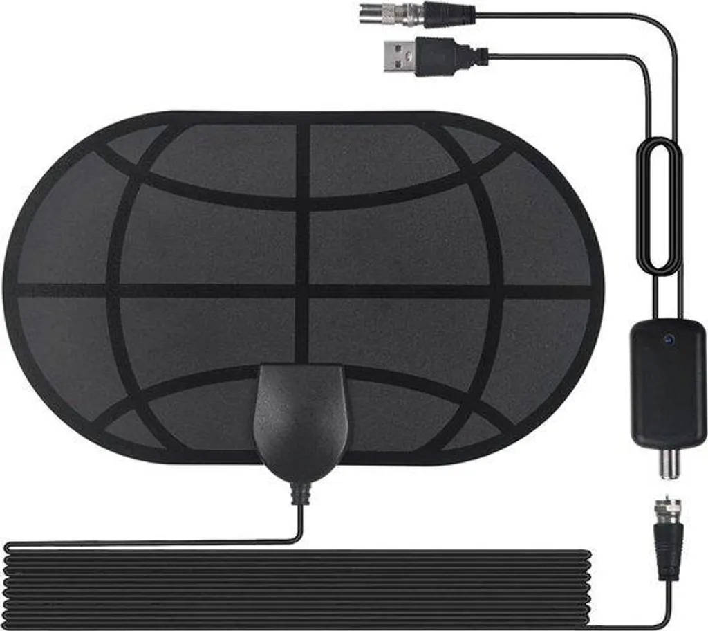 Antenne TV numérique ultra-fine DVB-T2 avec portée 130 km noire AX-75