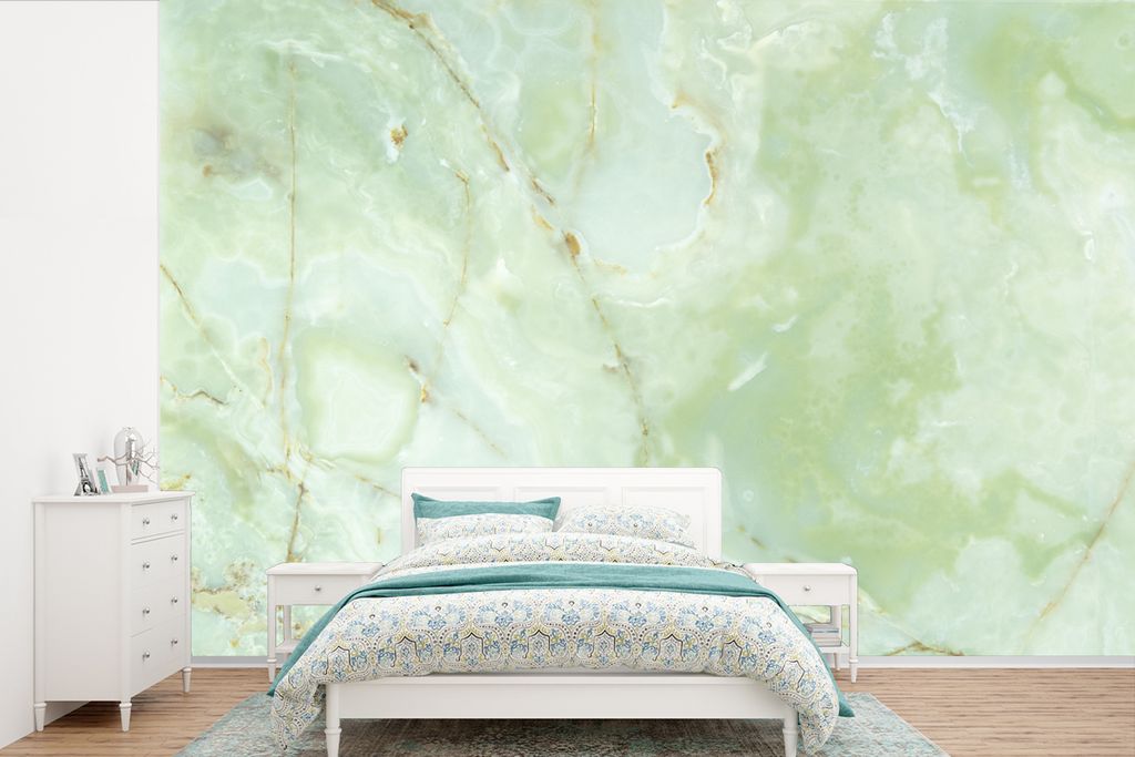 MuchoWow Fototapete für Wohnzimmer oder Schlafzimmer Wandtapete Vinyl Motivtapete Marmor - Jade - Grün - 525x350 cm - Das Hintergrundbild