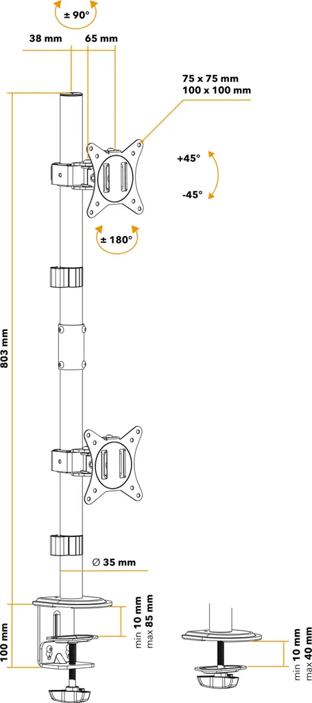 Bras de Support Écran PC AlzaErgo Arm DE30 avec Fixation Pince - 3