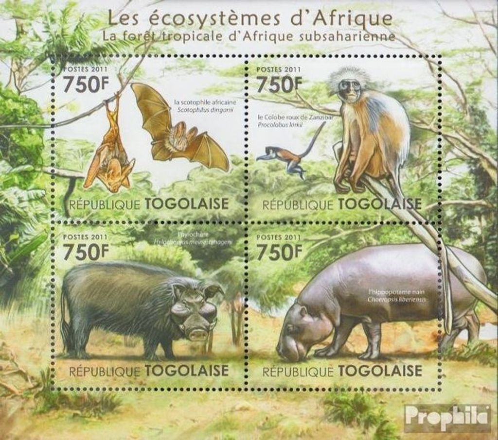 Briefmarken Togo 2011 Mi 4145-4148 Kleinbogen (kompl.Ausg.) postfrisch Afrikanische Ökosysteme