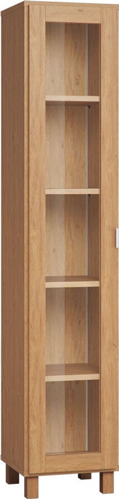 Vitrine Averias 09, Farbe: Eiche - Abmessungen: 195 x 39 x 40 cm (H x B x T)