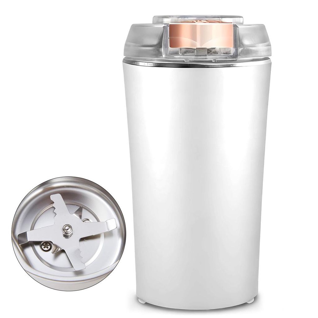 Elektrische Getreidemühle Kompakt 300W, Mini Gewürz- und Kaffeemühle für Leinsamen, Chia, Sesam & Kräuter, Edelstahl, 350 ml, One-Touch Bedienung