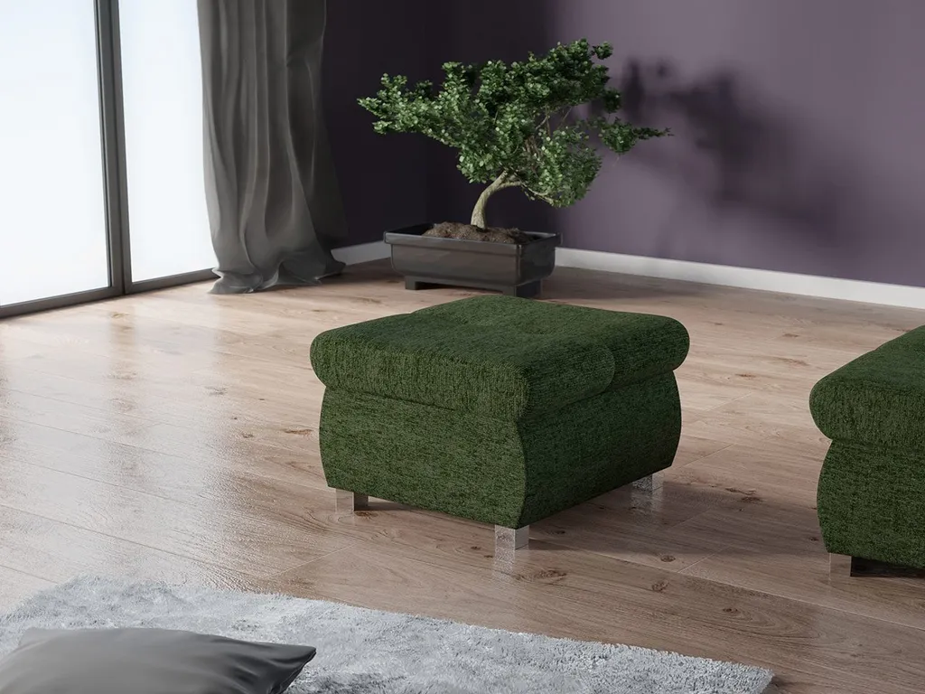 Repose-pieds confortable ABEL 1 vert bouteille pour fauteuil club