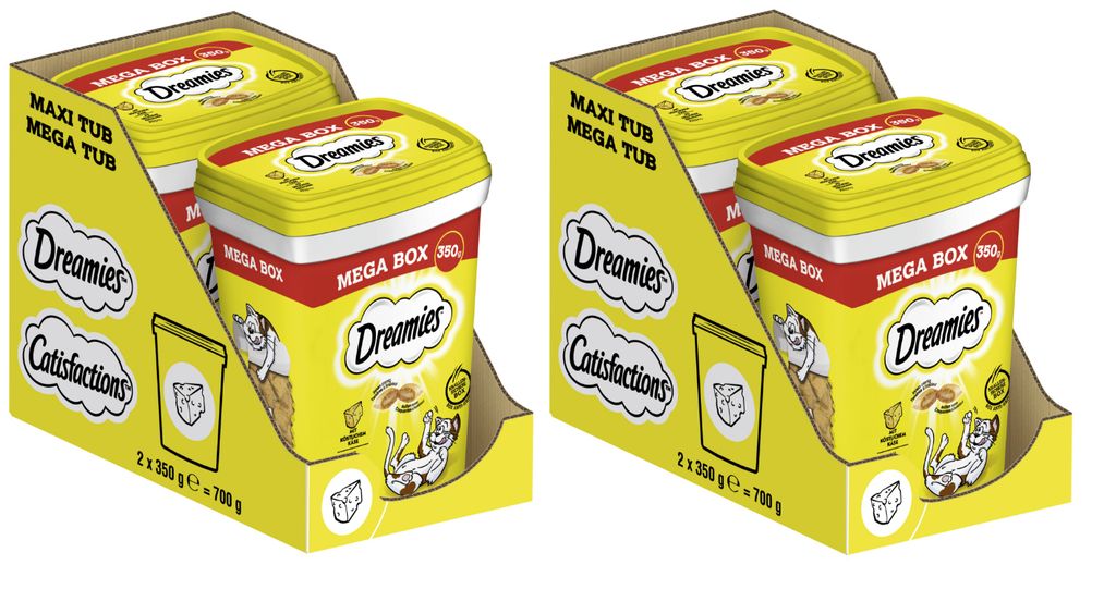 Dreamies Katzensnacks mit Käse, außen kross, innen cremig, 4 x 350g Vorratspackung