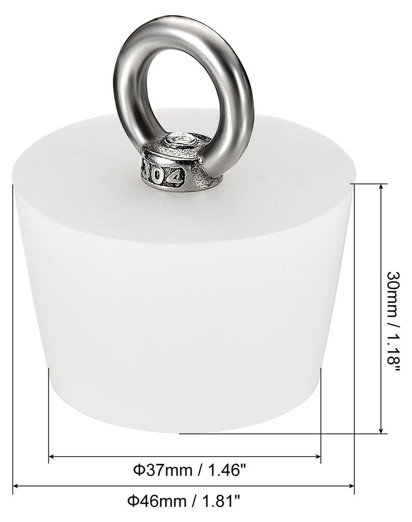 Silikon Gummi Konischer Stecker 37mm bis 46mm Solide Sprosen Stopper mit Ring fš¹r Reagenzgl?ser Wasserleitung Drainageloch Wei?