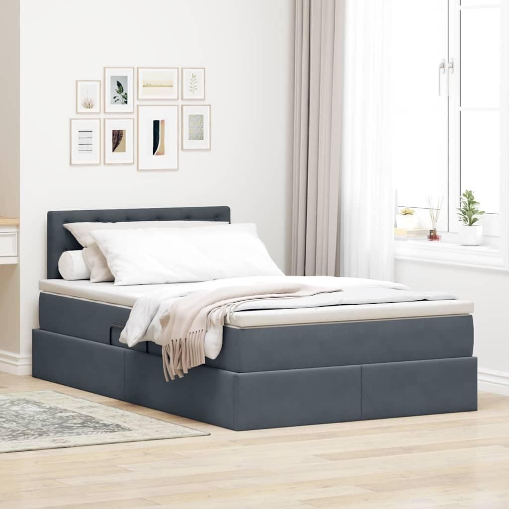 Maison Exclusive - Bett mit Stauraum und LED mit LED Dunkelgrau 120 x 200 cm Samt