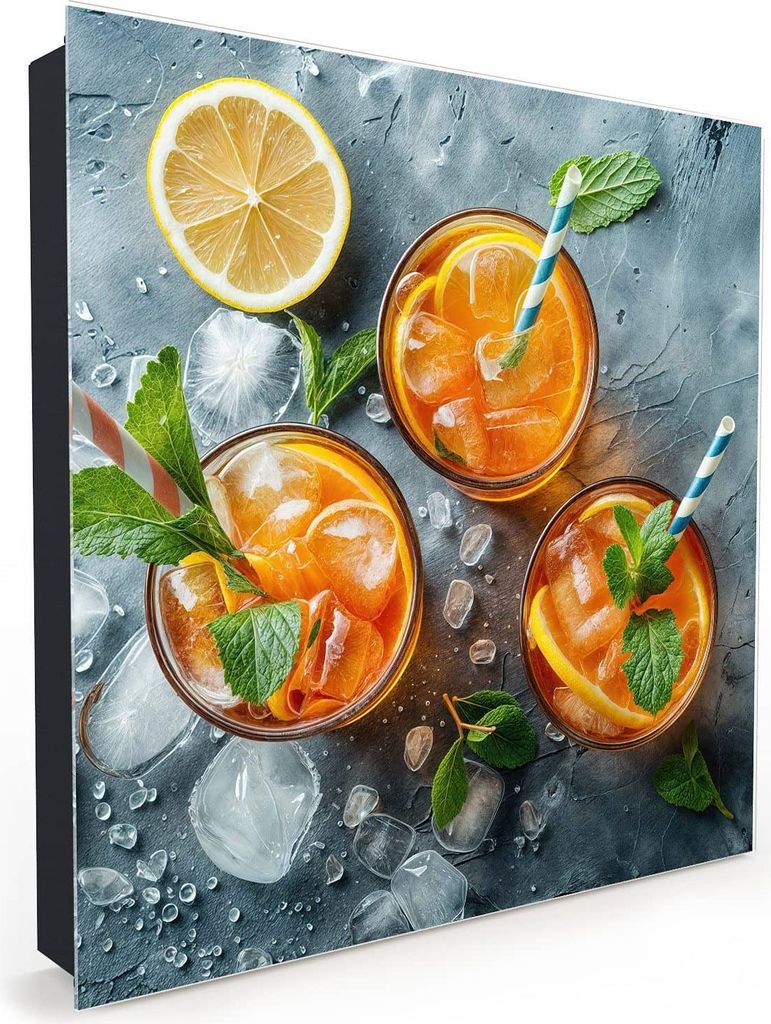 Nachbildung-Schlüsselkasten, Magnetpinnwand und Memoboard mit Glasfront Motiv Sommerlicher Drink