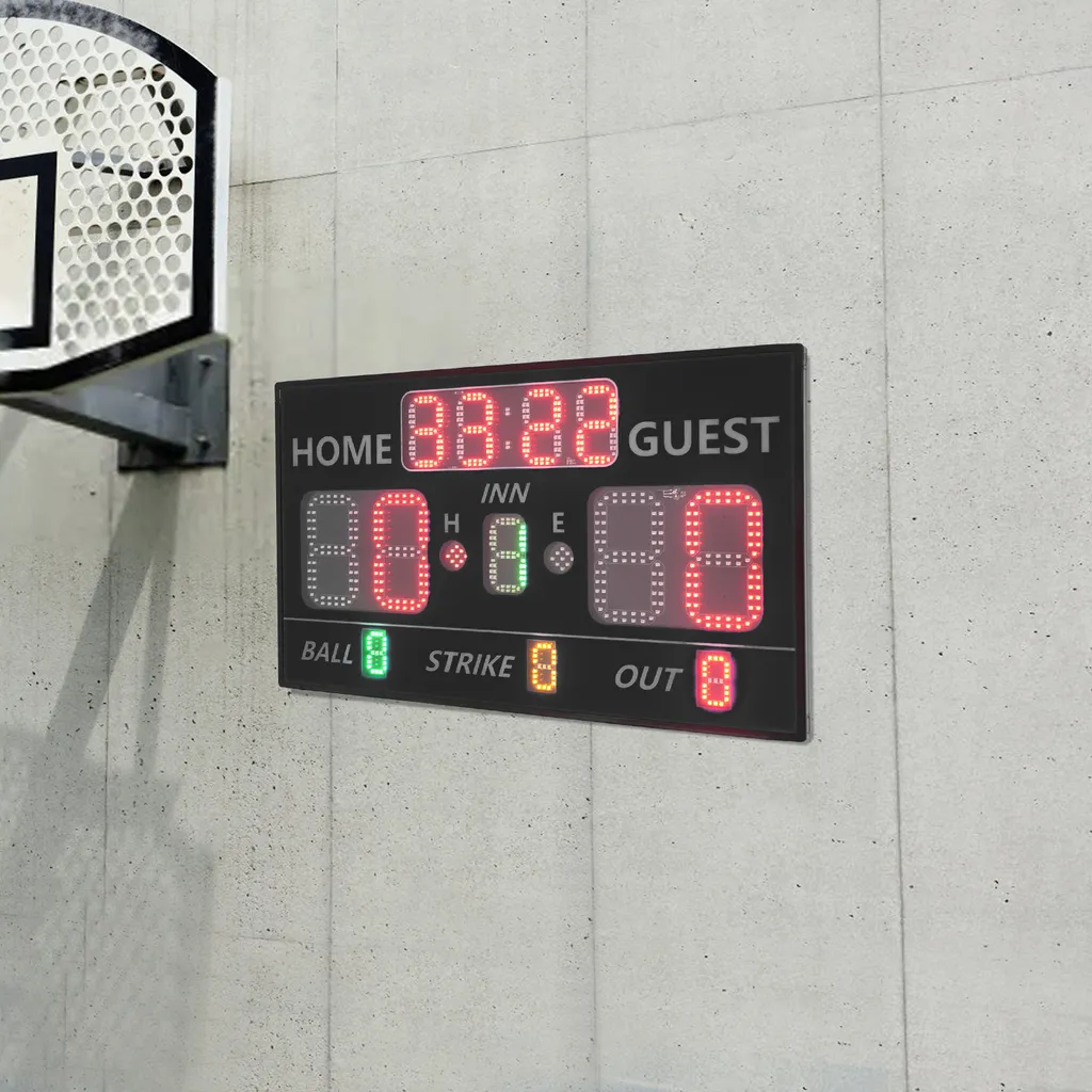 Tableau d'affichage numérique à LED noir avec télécommande pour baseball - 4