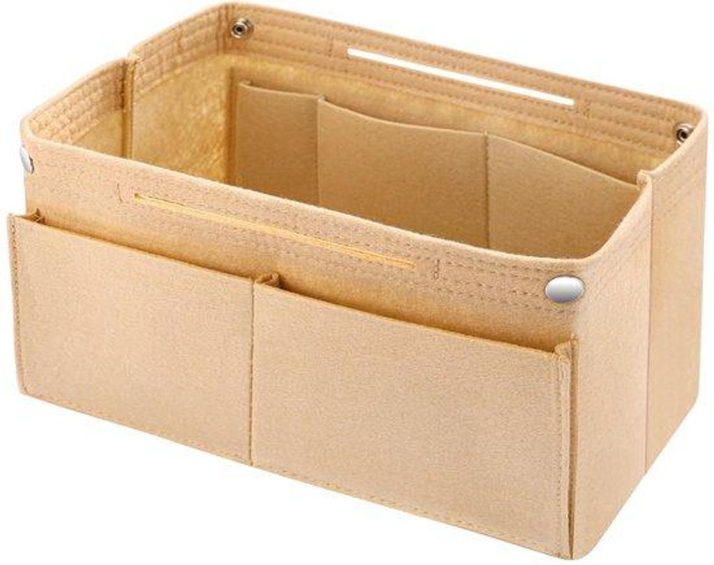 Beige Vilten Tassenorganizer für Damen, 30x20x10cm, mit Innentaschen für Handtaschen