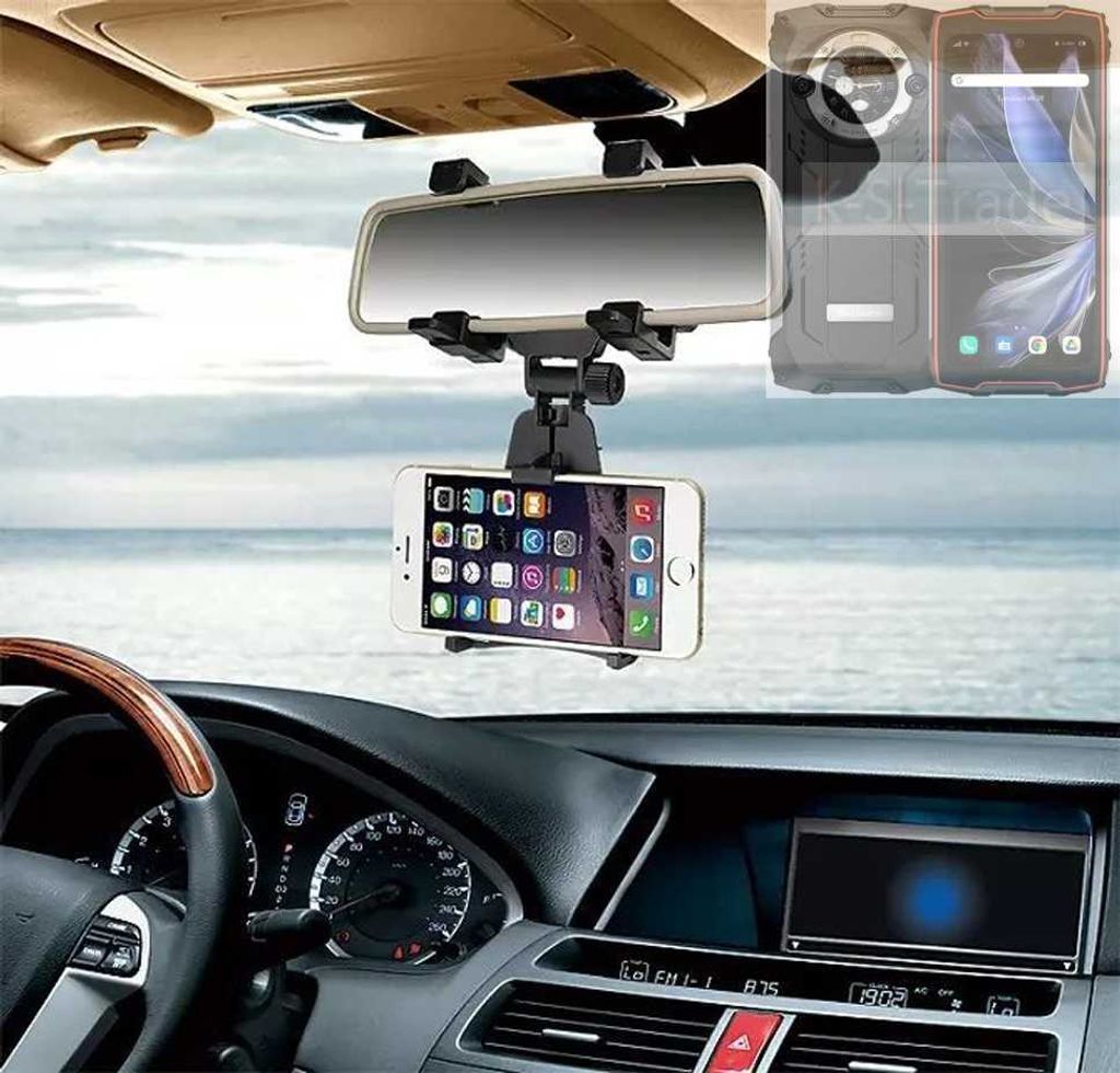K-S-Trade Smartphone Halterung kompatibel mit Blackview BV9300 Pro Rückspiegel Halterung schwarz Auto Halterung KFZ Halter