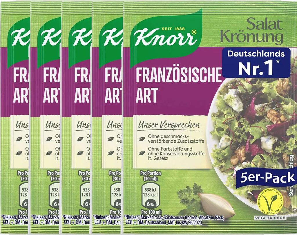 Knorr Salatkrönung Französiche Art klares Dressing 5x 8g 5er 5er Pack