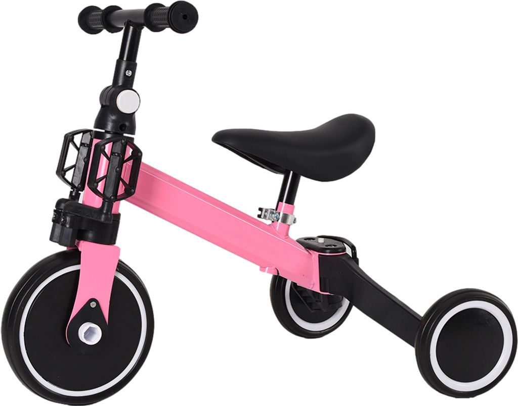 3 in 1 Kinder Dreirad Laufräder Laufrad Balance Fahrrad mit Pedalen von 1-3 Jahren Rosa