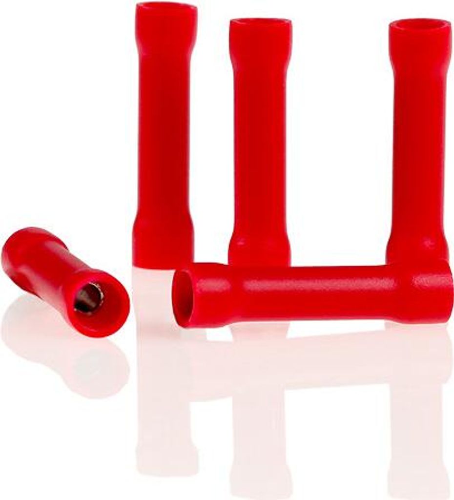 alca Stoßverbinder rot 1,7mm 10St. 0,5-1,5 mm² rot Kabelverbinder Kabelschuhe Schrumpfverbinder Wasserdicht AWG 22-16 Quetschverbinder isoliert
