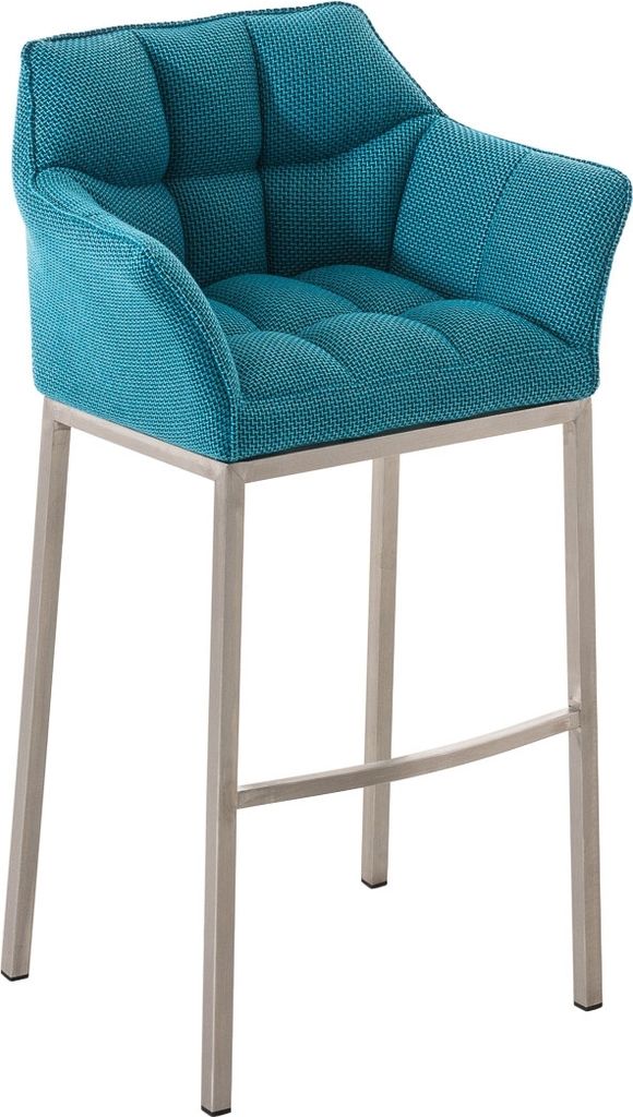 Barhocker HLO-CP1 E Stoff mit 4-Fuß Gestell türkis