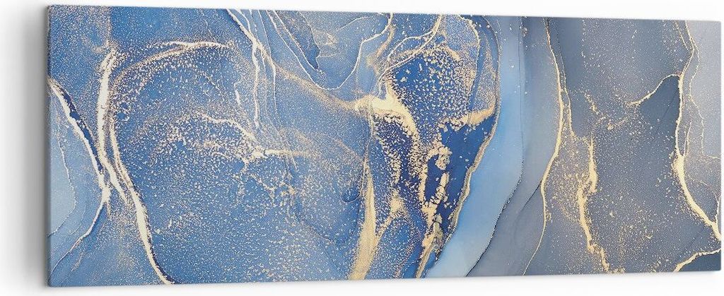 Bild auf Leinwand - Leinwandbild - Einteilig - Gold Blau Farbe - 140x50cm - Wand Bild - Wanddeko - Wandbilder - Leinwanddruck - Bilder - Wanddekora...