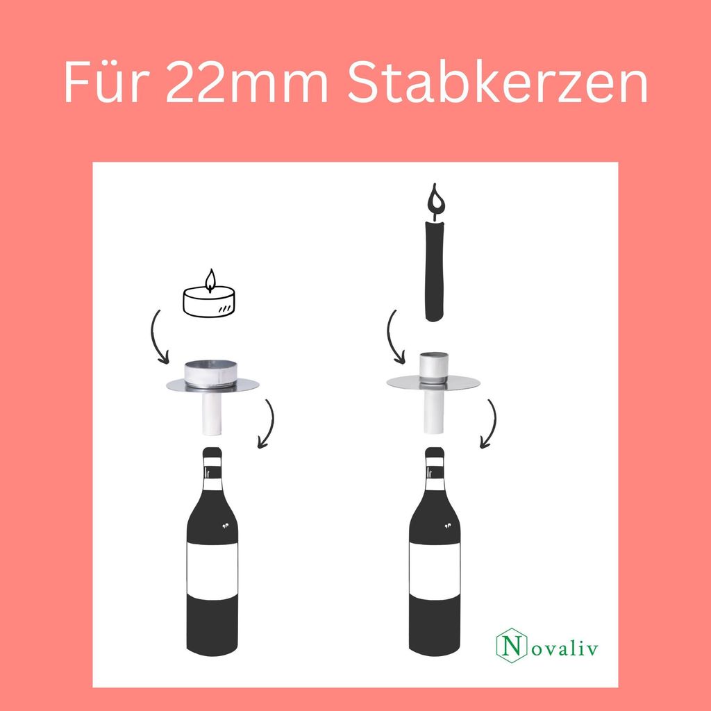 Novaliv 4x Kerzenhalter Flasche Schwarz Eisen Kerzenhalter Produktbild 3