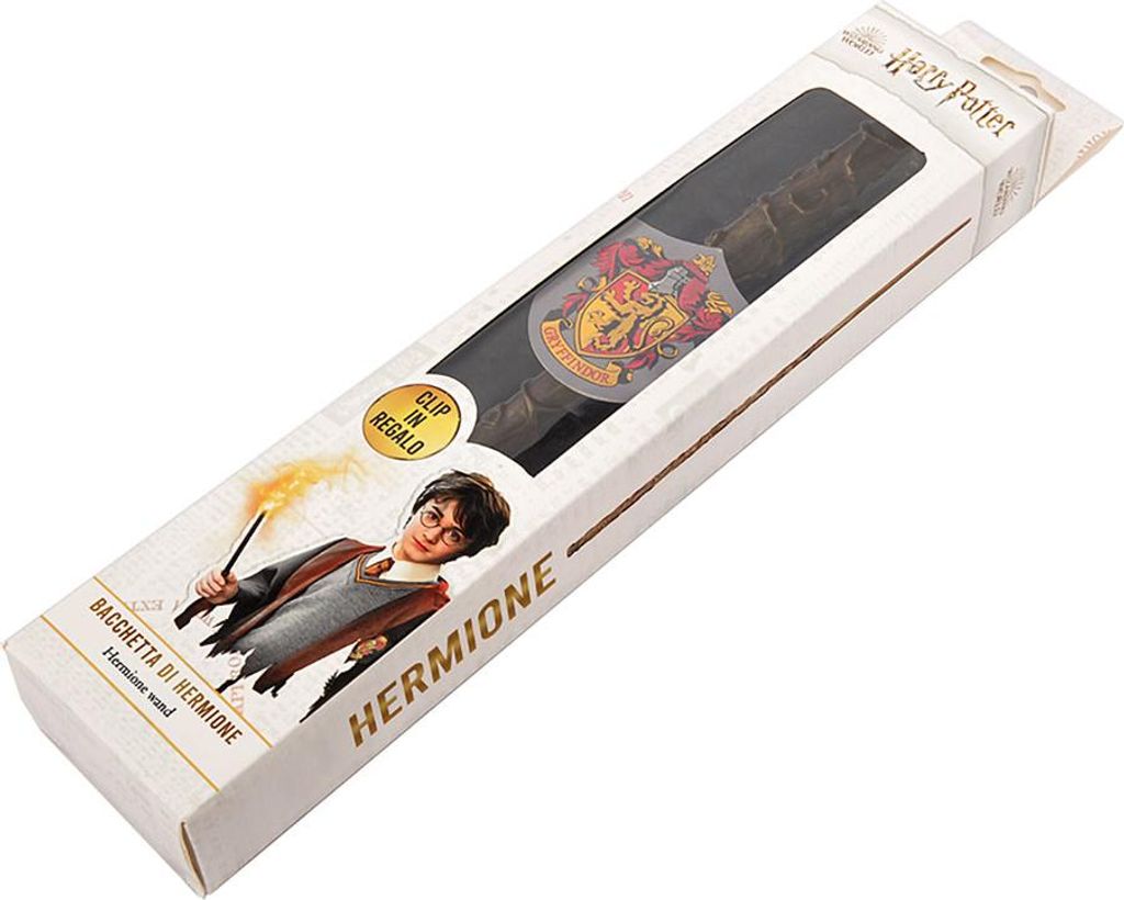 Hermine Zauberstab, golden verziert mit Gryffindor Abzeichen, Kostümzubehör