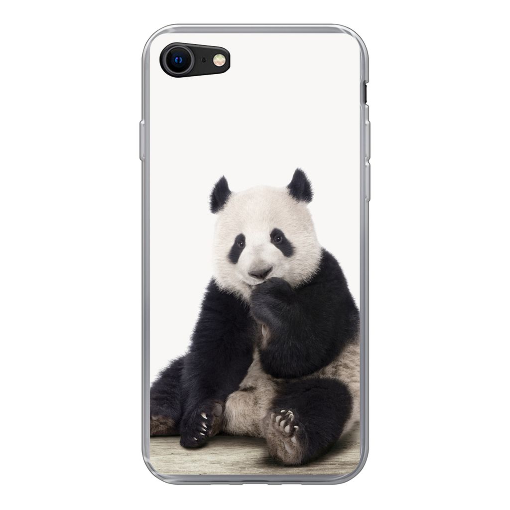 MuchoWow Handyhülle Schutzhülle Hülle für iPhone SE 2022 Panda - Tiere - Jungen - Mädchen - Pandabär Silikon Softcase Handy Hülle - Schutz...
